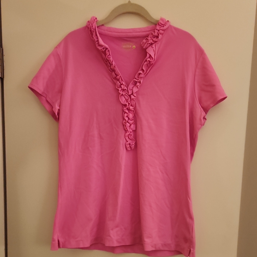 Pink Ruffled V-Neck Women's Top Lilly Pulitzer